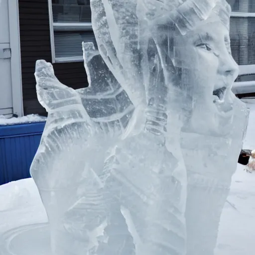 Prompt: world famous ice carving of a beautiful woman
