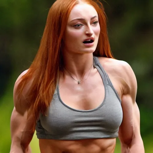 Image similar to muscular sophie turner showing her abs, high resolution, cnn, afp, reuters