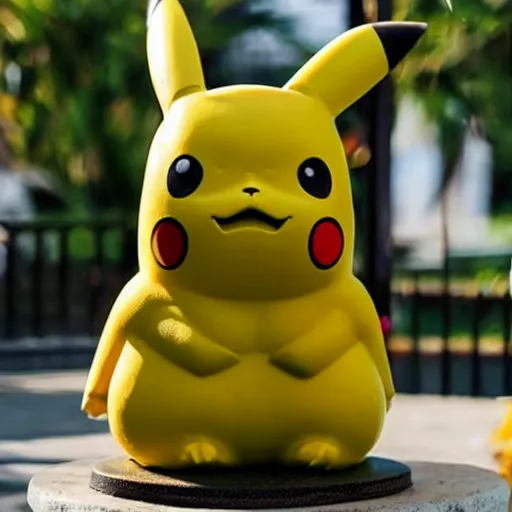 Prompt: pikachu moai statue