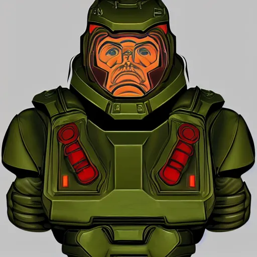 Image similar to portrait of doomguy, highly detailed, centered, digital painting
