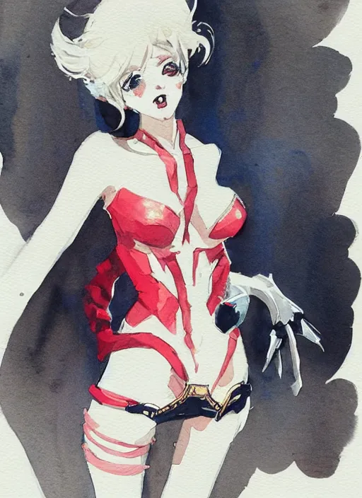 Image similar to concept art of comiket cosplay, pinterest, artstation trending, behance, watercolor, by coby whitmore, silver, laser light,