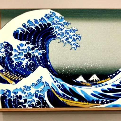 Prompt: hokusai's great wave, painting, in the style of francis bacon