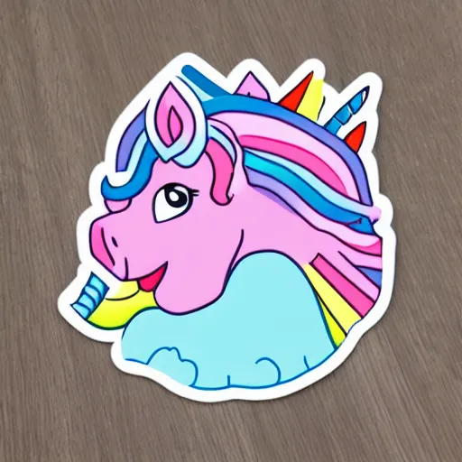 Prompt: cute unicorn sticker for kids