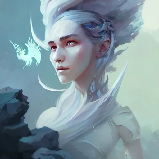 Image similar to a beautiful portrait of a beautiful white sorceress, game of thrones concept art by pete mohrbacher and guweiz and ilya kuvshinov, digital art, highly detailed, intricate, sharp focus, trending on artstation hq, deviantart, unreal engine 5, 4 k uhd image