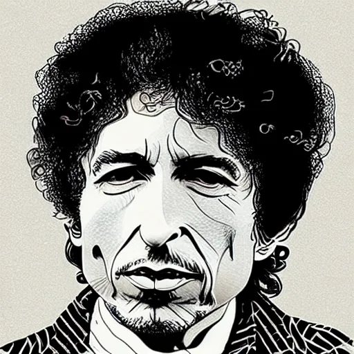 Prompt: retro design of bob dylan by paul rand