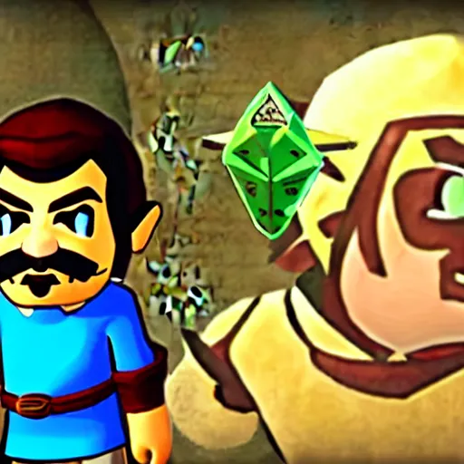 Image similar to Saddam Hussein in The Legend of Zelda The Wind Waker