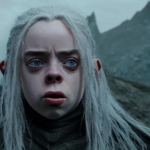 Prompt: billie eilish as an ugly troll in lord of the rings 4 k
