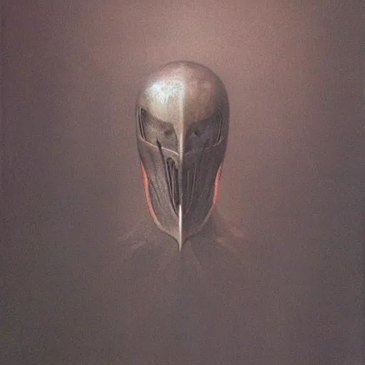 Image similar to knight by Zdzisław Beksiński, oil on canvas