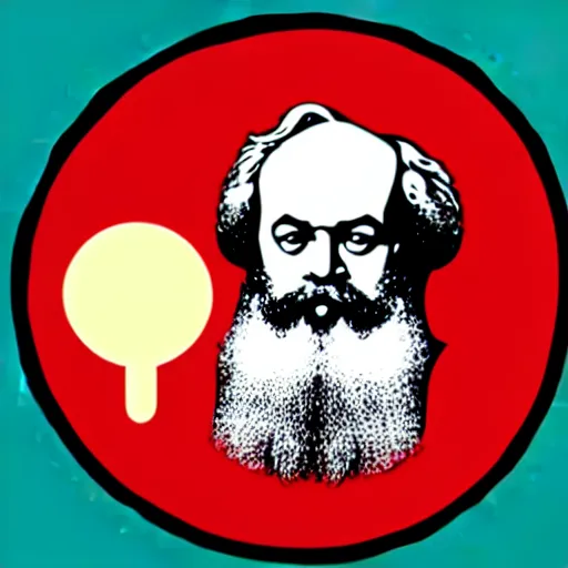 Image similar to karl marx wizard pondering his orb, discord emoji, 2 d, flat, coherent, orthographic, transparent background, svg