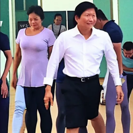 Prompt: bongbong marcos as gigachad flexing at the gym, muscular, on steroids,