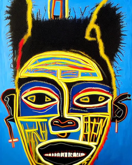 Prompt: A extremely ultra highly detailed majestic hi-res beautiful immaculate head and shoulders award winning painting stunning masterpiece of the face of a ultra highly detailed black African voodoo mask portrait by Jean-Michel Basquiat, 8k, high textures, ultra hyper sharp, insanely detailed and intricate, super detailed, 8k HDR ultra high quality, high detail, hyperrealist, photorealistic, octane render, cinematic, high textures, hyper sharp, 4k insanely detailed and intricate, surrealism, surrealist, real life, lifelike, 8k, hyper realistic, super detailed, realistic, 4k HDR hyper realistic high