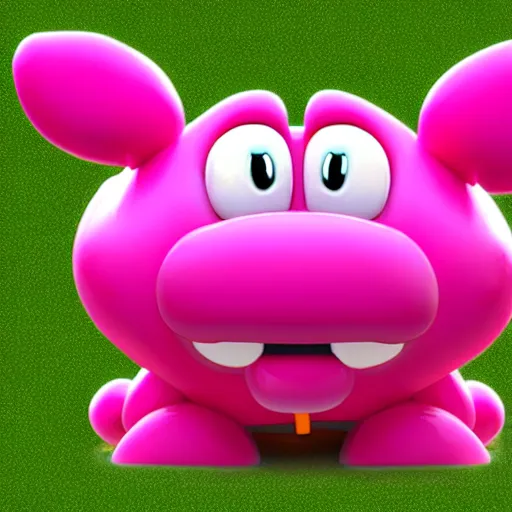 Prompt: pink yoshi nintendo character