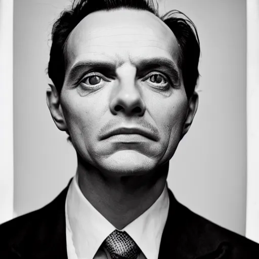 Image similar to Candid portrait photograph of Professor Moriarty, accurate face, correct face, symmetrical face, taken by Annie Leibovitz