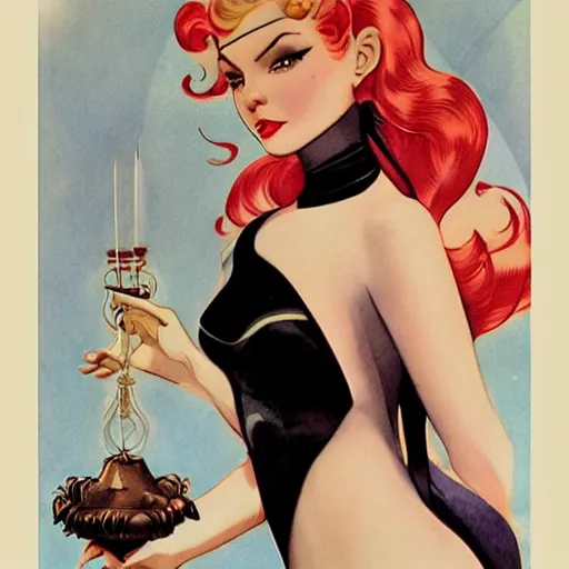 Image similar to a pinup by alberto vargas and anna dittmann.