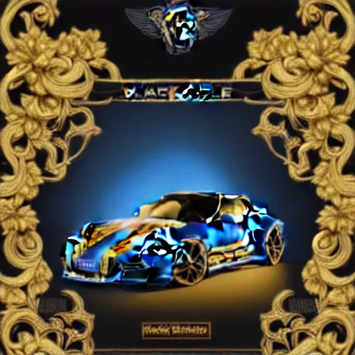 Image similar to black blue yellow porsche 9 1 1, complicated gold and blue flowers the baroque style decoration, dark fantasy, intricate, elegant, highly detailed, digital painting, artstation, concept art, matte, 3 d 8 k octane rendered, sharp focus, illustration, octane rendered, art by artgerm