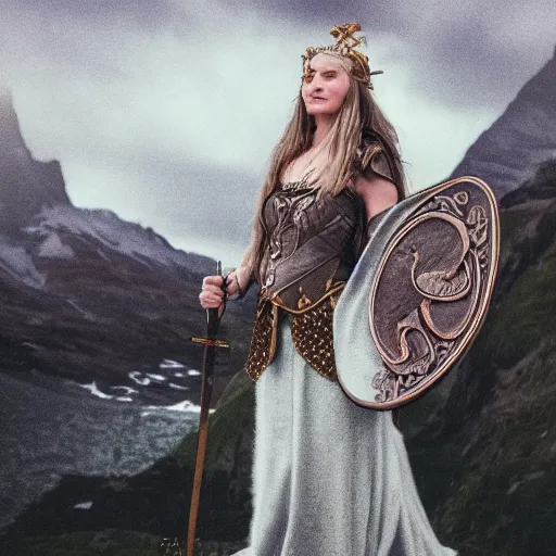 Image similar to the norse goddess freyja, but in the modern age, as photography