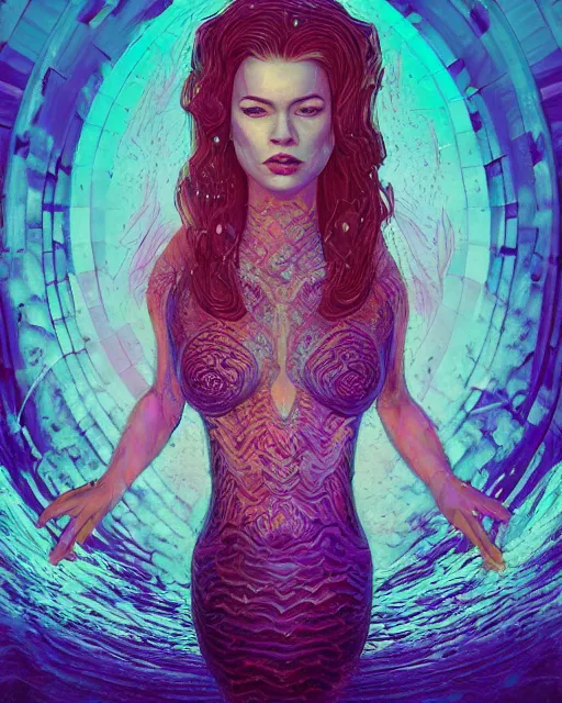 Image similar to portrait of Karol G as a mermaid. intricate abstract. intricate artwork. by Tooth Wu, wlop, beeple, dan mumford. mulholland drive by david lynch, dune by david lynch, octane render, trending on artstation, greg rutkowski very coherent symmetrical artwork. cinematic, hyper realism, high detail, octane render, 8k, iridescent accents