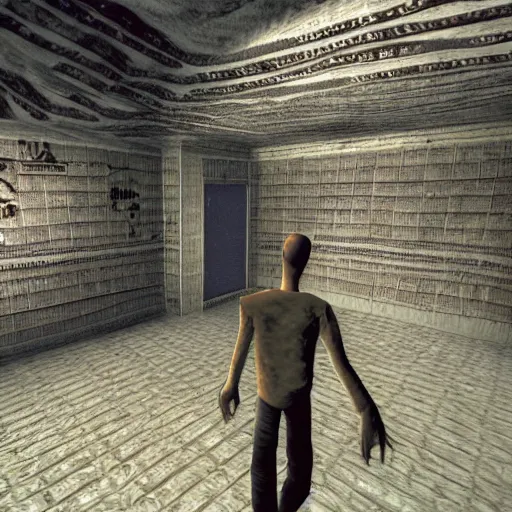 Prompt: screenshot from old psx!!!! playstation 1 game, third person, horror, slitherpunk