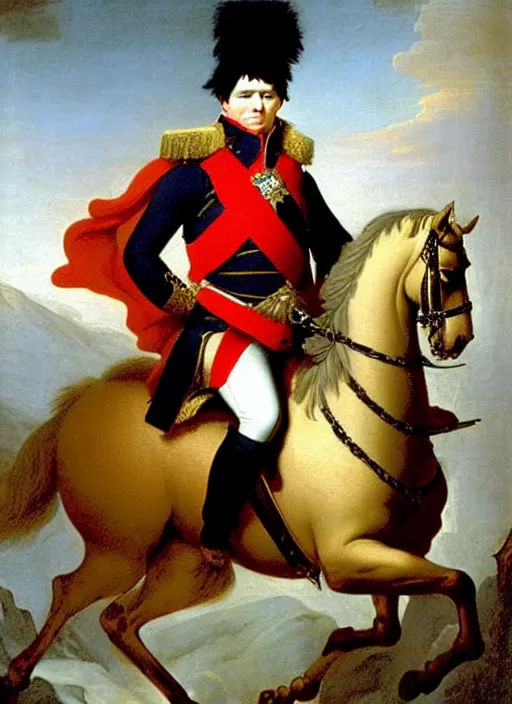 Image similar to grandiose epic portrait of napoleon bonaparte, french emperor, detailed painting by francois gerard and jacques louis david