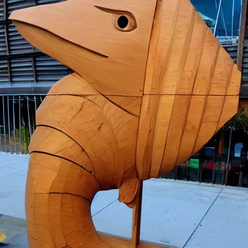 Image similar to huge wooden statue of a fish