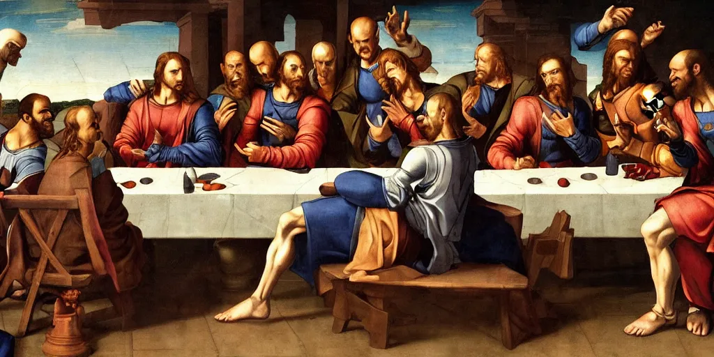 Image similar to the last supper of the x-men, renaissance painting, detailed, wallpaper