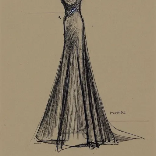 Image similar to sketch of dress by famous france designer