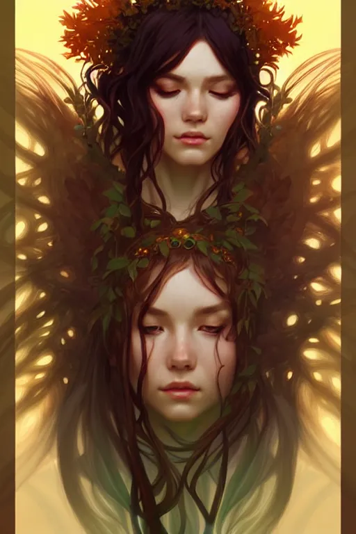 Prompt: beautiful druid portrait, highly detailed, digital painting, artstation, sharp focus, illustration, art by tan zi and ayanamikodon and alphonse mucha and wlop