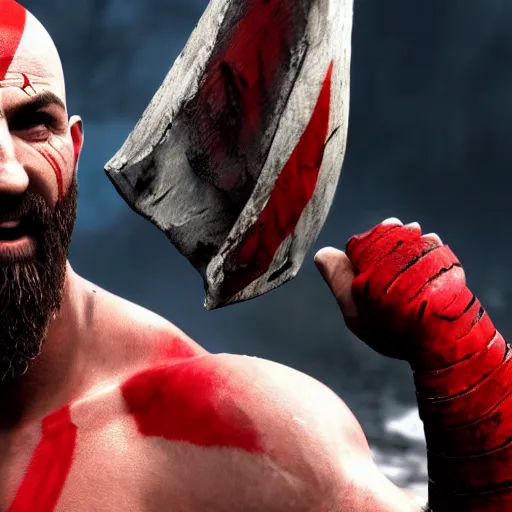 Image similar to Cristiano Ronaldo as Kratos in God of War, 4k