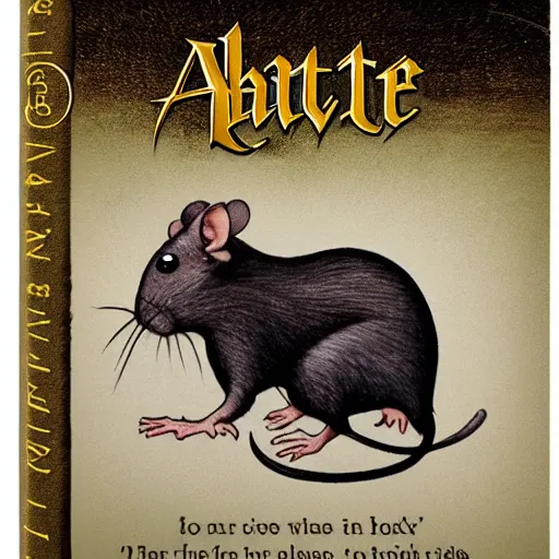 Prompt: rat as harry potter book cover