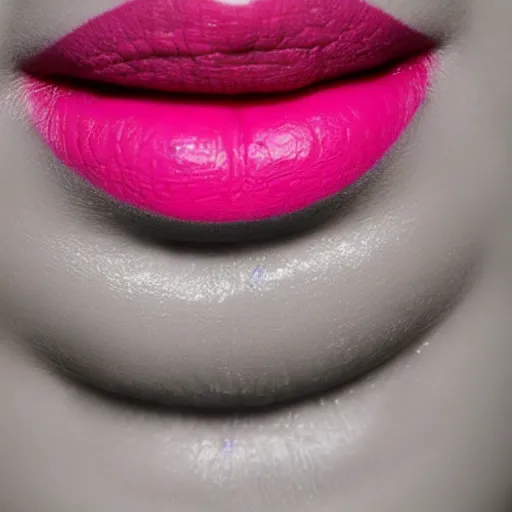 Prompt: smiling lips with light pink lipstick, close-up, color old photo, blur, soft shadows, volumetric light