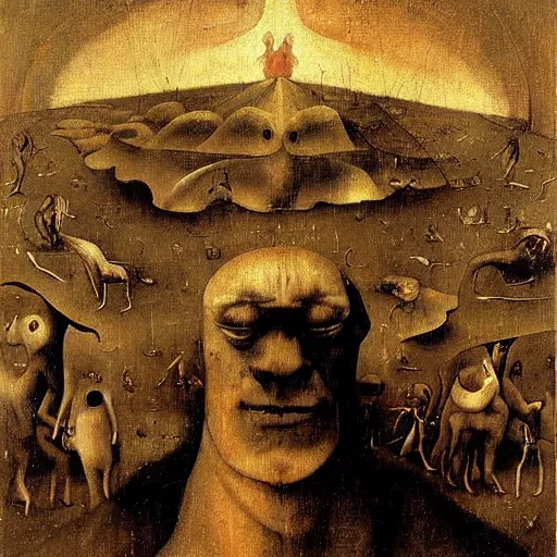 Prompt: new visions of hell, very detailed and colorful, by Hieronymous Bosch, by M.C. Escher, by Odd Nerdrum, beautiful, eerie, surreal, psychedelic