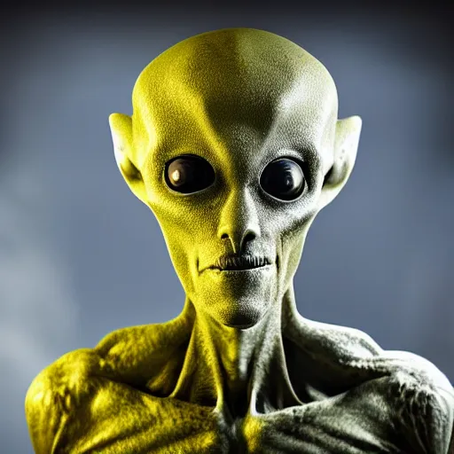 Image similar to an amazing award winning portrait photo of an alien on an unknown planet