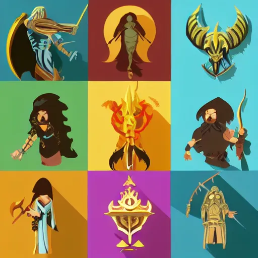 Image similar to set of fantasy icons. very detailed. vector images.