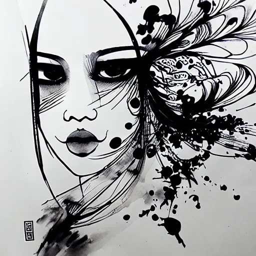Prompt: ink art by xu wei
