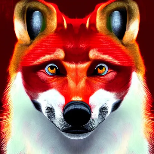 Image similar to zoomorphic a red face wolf, pepe the frog like face, digital painting, ultra sharp, by gary cook