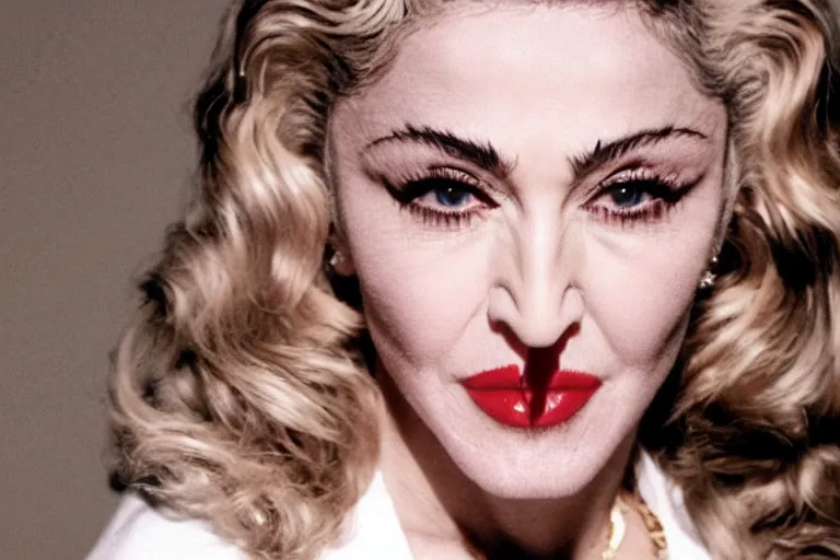 Image similar to madonna old rimpled face smoking crack