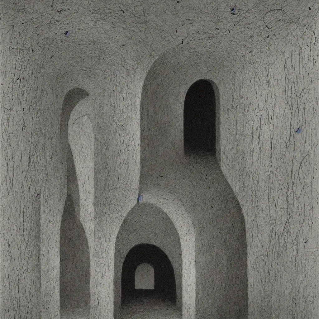 Image similar to laboratory. unsettling. semi - organic. tunnel, doorways. zdzisław beksinski