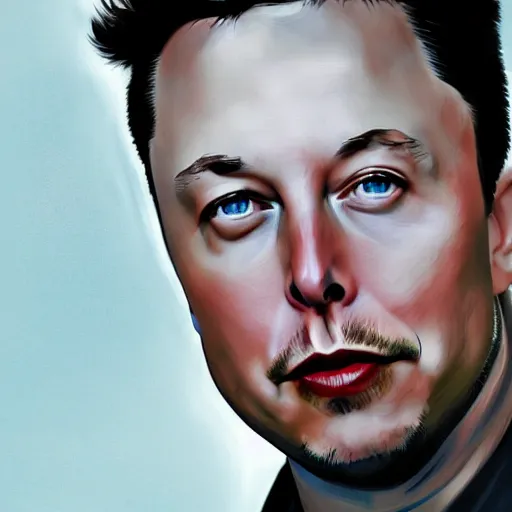 Image similar to matte portrait painting of elon musk as an alien