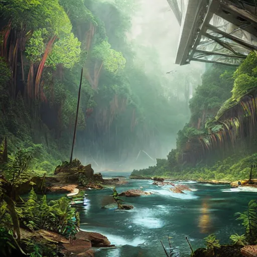 Prompt: river photography alien sharp focus geometric cryengine render nature photography by syd mead, artgerm, james christensen, andreas franke