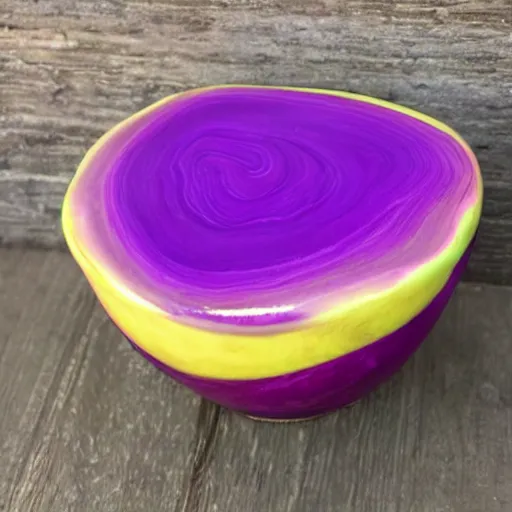 Image similar to apple with purple and yellow swirl paint finish