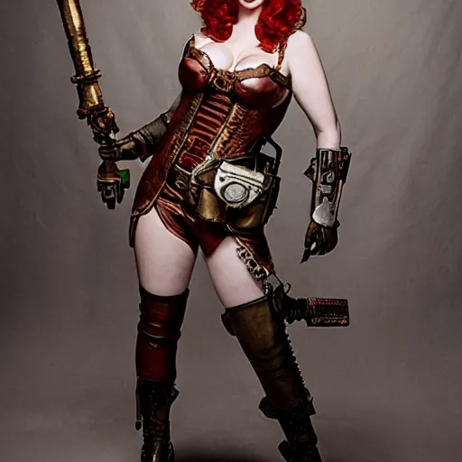 Image similar to photo of christina hendricks as a steampunk amazon warrior