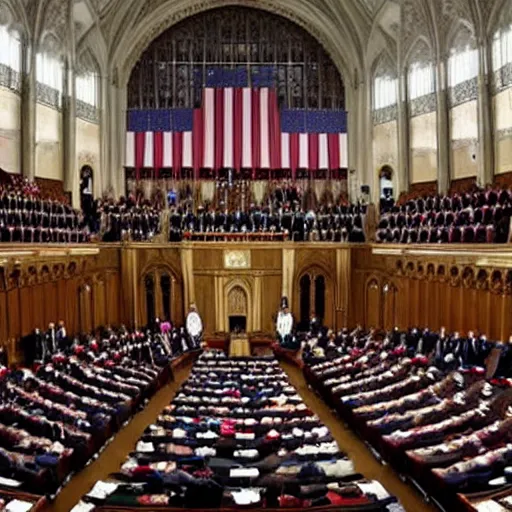 Prompt: us congress and uk parliament combine