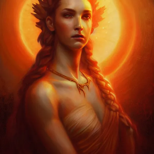 Prompt: majestic gracious deity hekate portrait, ancient greece, elysium, atmospheric lighting, painted, intricate, volumetric lighting, beautiful, rich deep colours masterpiece, golden hour, sharp focus, ultra detailed, by leesha hannigan, ross tran, thierry doizon, kai carpenter, ignacio fernandez rios