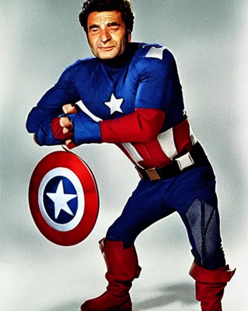 Prompt: peter falk as captain america