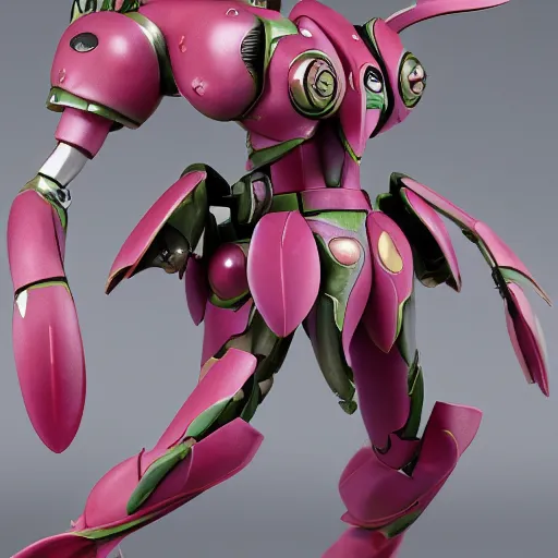 Image similar to futuristic nymphaea gouf waterlily upper body, sepals forming helmet, floral details, nymphaea, 8 k hd resolution, barbatos gundam with floral inlay, bandai box art, star wars, makoto kobayashi, frank gehry, raymond swanland