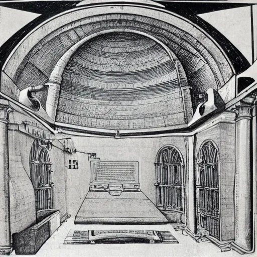 Image similar to Vintage, detailed, sketch of Oculus Rift, with full descriptions, on parchment, as depicted in Leonardo da Vinci's Codex Atlanticus