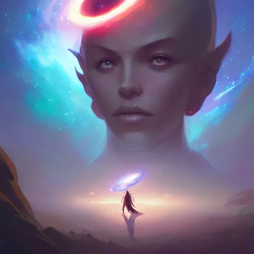 Image similar to a galaxy in an eye by pete mohrbacher and greg rutkowski and wlop and artgerm, digital art, unreal engine 5, trending on artstation, deviantart, pinterest, rule of thirds, 4 k uhd image