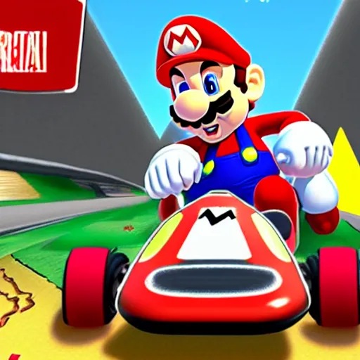 Image similar to screenshot of mario kart with eminem