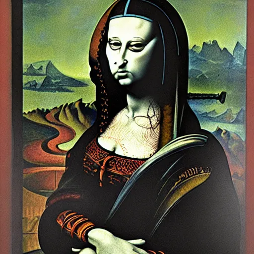 Image similar to giger, h. r. - monalisa in the style of giger, h. r. by giger, h. r.