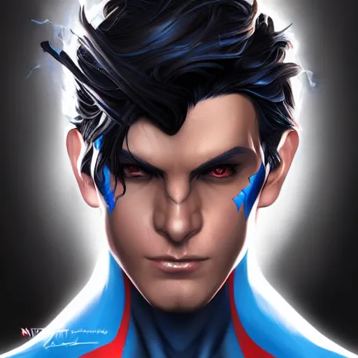 Image similar to characters portrait of Nightwing mixed with Spiderman by ArtGerm and Tom Bagshaw, merged character, 4k, highly detailed, cinematic lighting